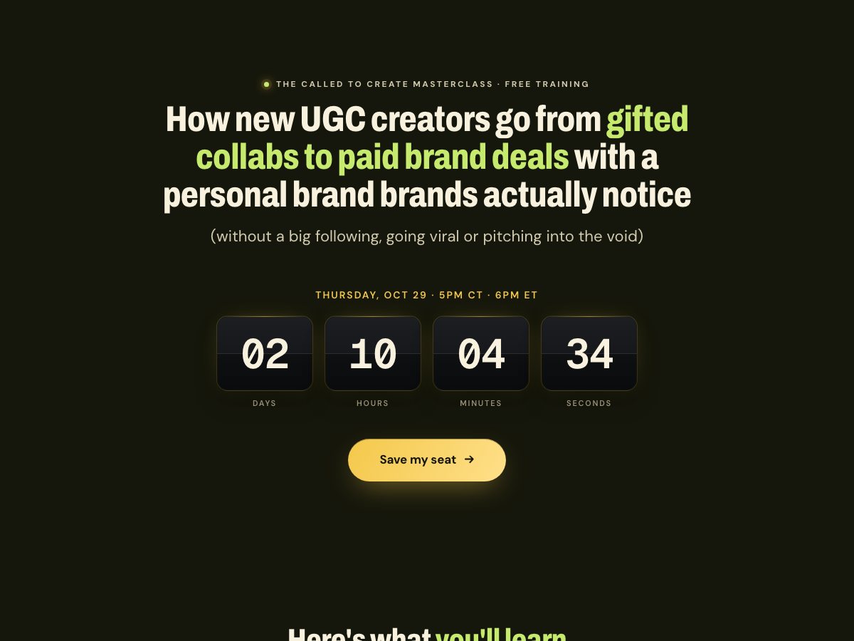 Registration page preview